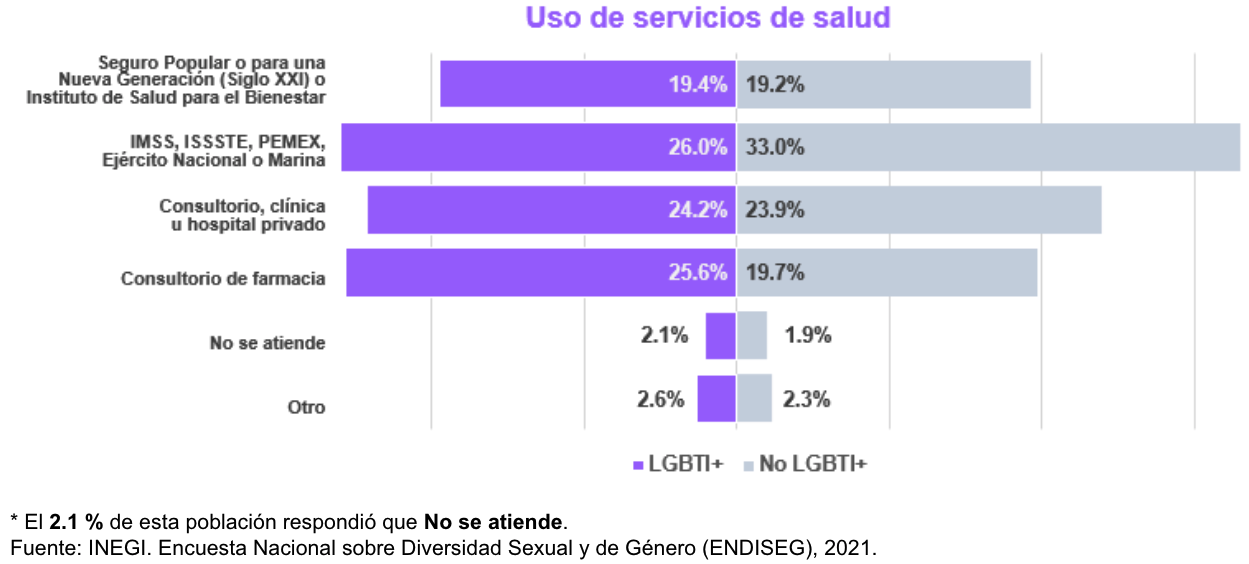 salud-integral-de-comunidad-lgbt-guia-para-profesionales-de-la-salud-grafica-de-barras-sobre-uso-de-servicios-de-salud-de-la-comunidad-lgbt-endiseg-inegi-2021