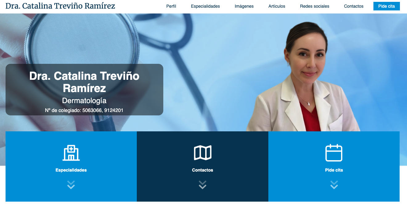 marketing digital médico, tendencias, página web Dr. Catalina Treviño Ramírez, dermatóloga