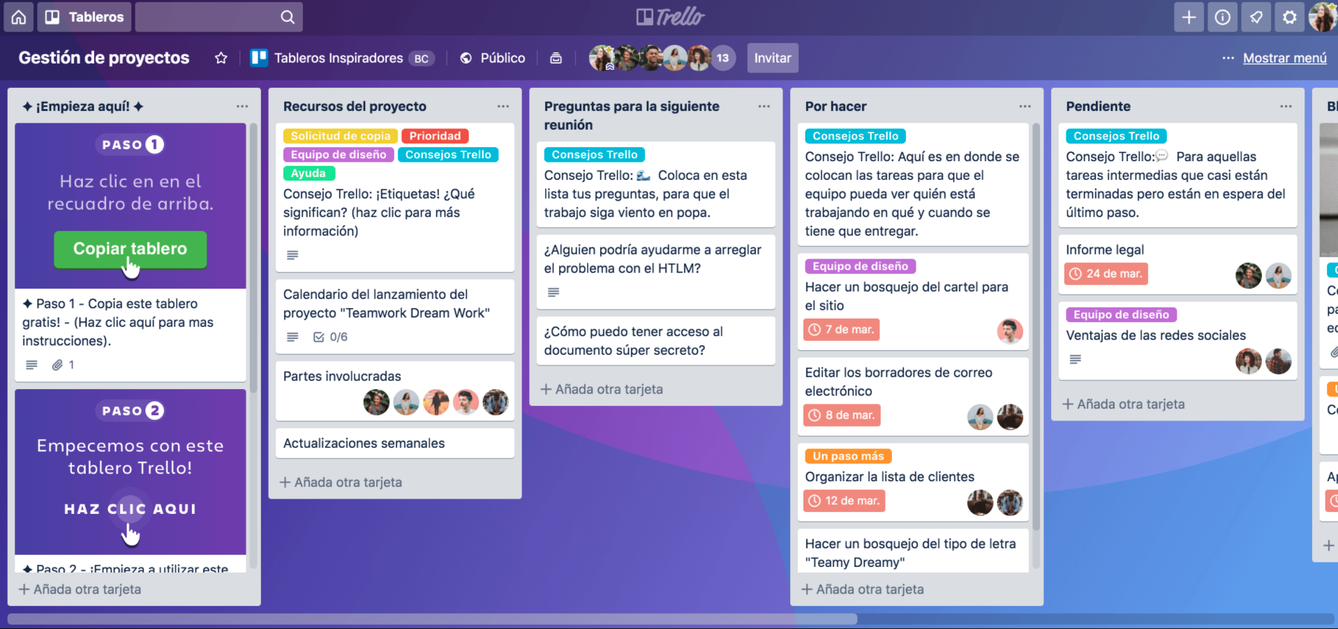 Trello es una herramienta gratuita que puede ayudarte a gestionar tu clínica